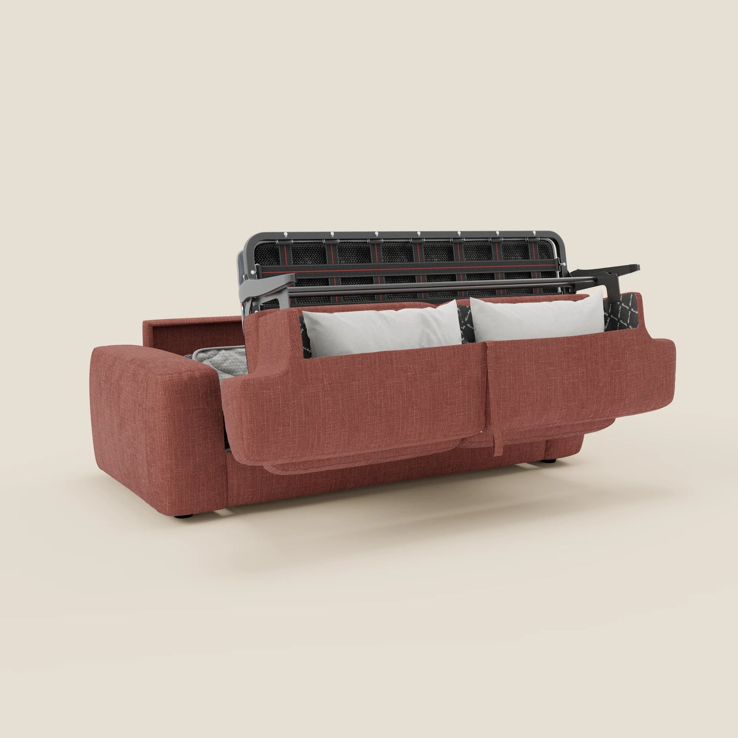 Cloud Divano letto materasso H17 cm dai morbidi cuscini in tessuto impermeabile T06 corallo 