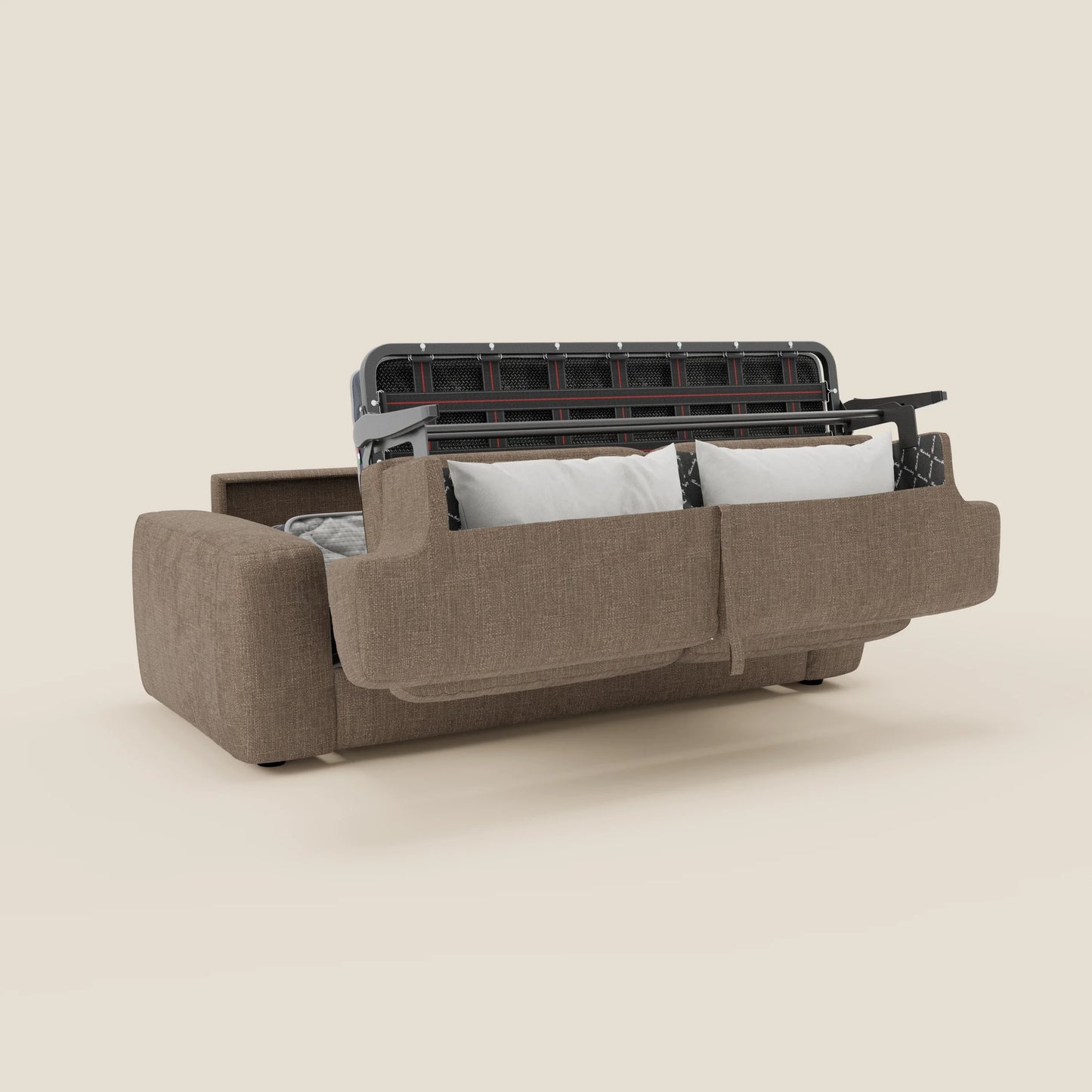 Cloud Divano letto materasso H17 cm dai morbidi cuscini in tessuto impermeabile T06 marrone 