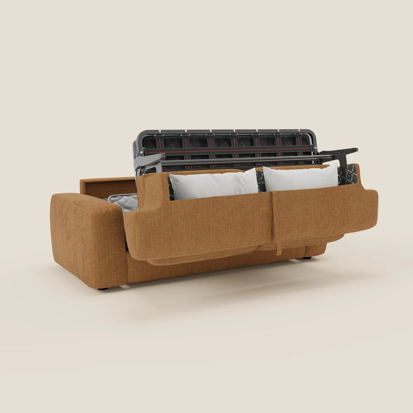 Cloud Divano letto materasso H17 cm dai morbidi cuscini in tessuto impermeabile T06 ocra 