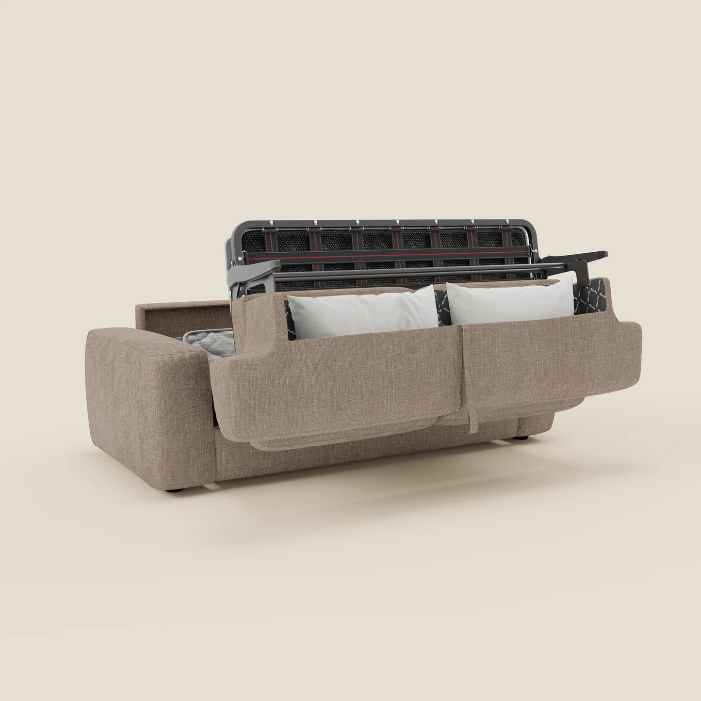 Cloud Divano letto materasso H17 cm dai morbidi cuscini in tessuto impermeabile T06 tortora 