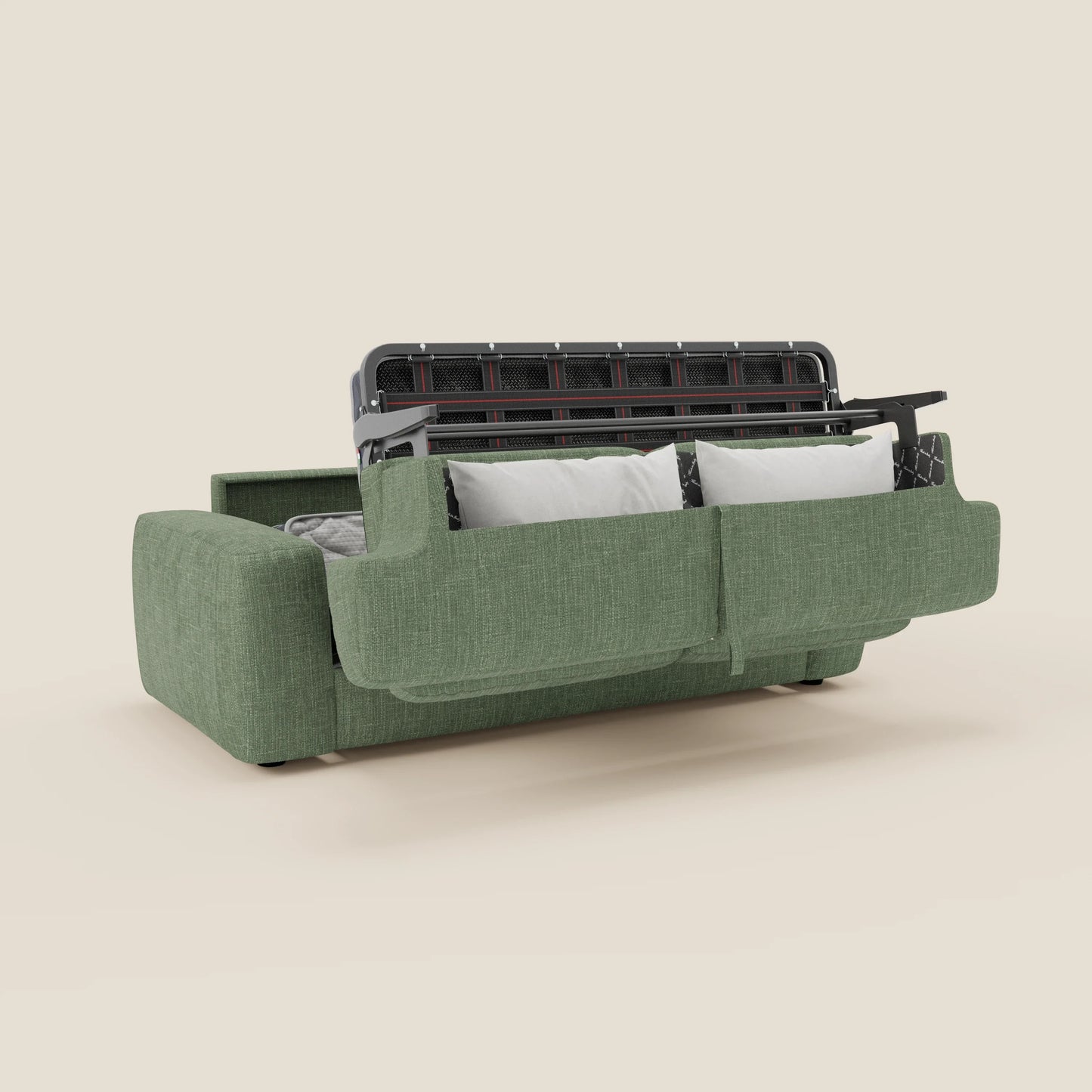 Cloud Divano letto materasso H17 cm dai morbidi cuscini in tessuto impermeabile T06 verde 