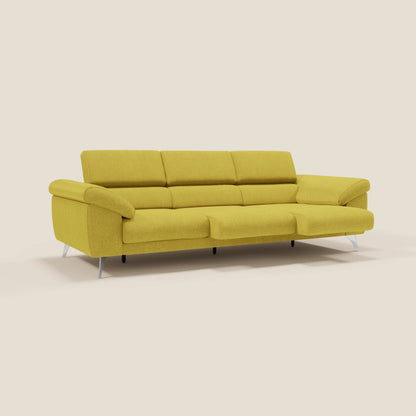 Donatello divano con 3 sedute allungabili braccioli contenitore e poggiatesta reclinabili in tessuto smacchiabile T23 giallo sole