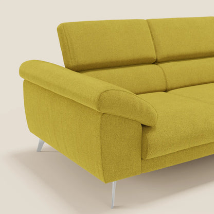 Donatello divano con 3 sedute allungabili braccioli contenitore e poggiatesta reclinabili in tessuto smacchiabile T23 giallo sole
