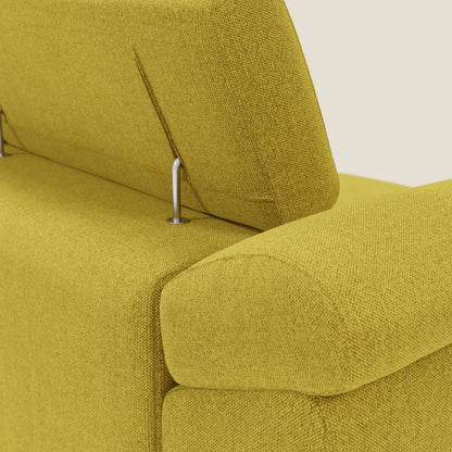 Donatello divano con 3 sedute allungabili braccioli contenitore e poggiatesta reclinabili in tessuto smacchiabile T23 giallo sole