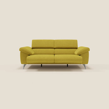 Donatello divano con sedute allungabili braccioli contenitore e poggiatesta reclinabili in tessuto smacchiabile T23 giallo sole