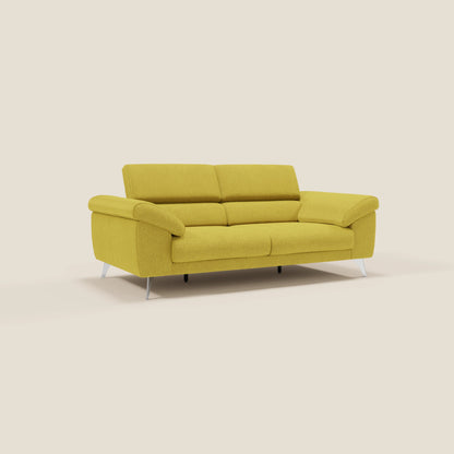 Donatello divano con sedute allungabili braccioli contenitore e poggiatesta reclinabili in tessuto smacchiabile T23 giallo sole