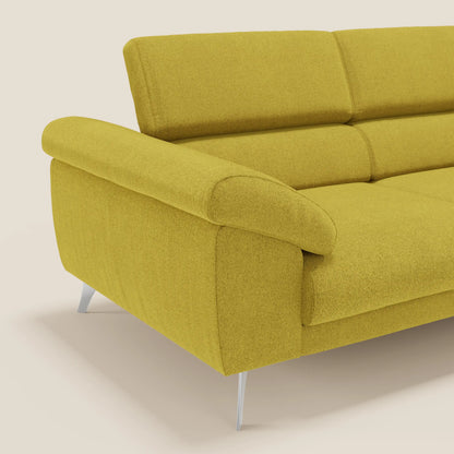 Donatello divano con sedute allungabili braccioli contenitore e poggiatesta reclinabili in tessuto smacchiabile T23 giallo sole