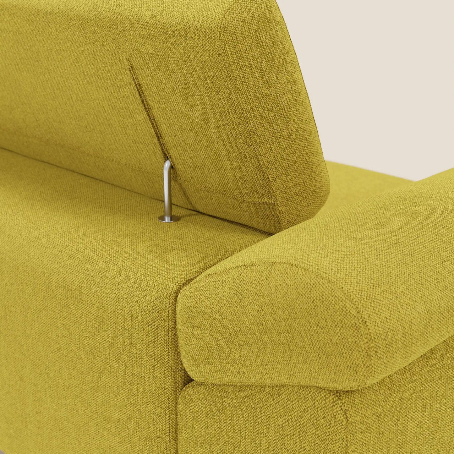 Donatello divano con sedute allungabili braccioli contenitore e poggiatesta reclinabili in tessuto smacchiabile T23 giallo sole