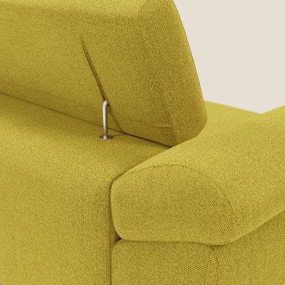 Donatello divano con sedute allungabili braccioli contenitore e poggiatesta reclinabili in tessuto smacchiabile T23 giallo sole