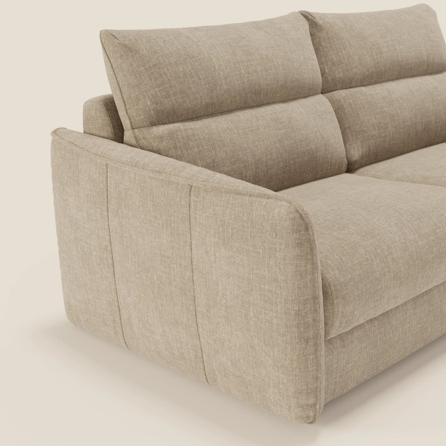 Elios Divano letto con morbidi cuscini spalliera in tessuto smacchiabile T24 beige
