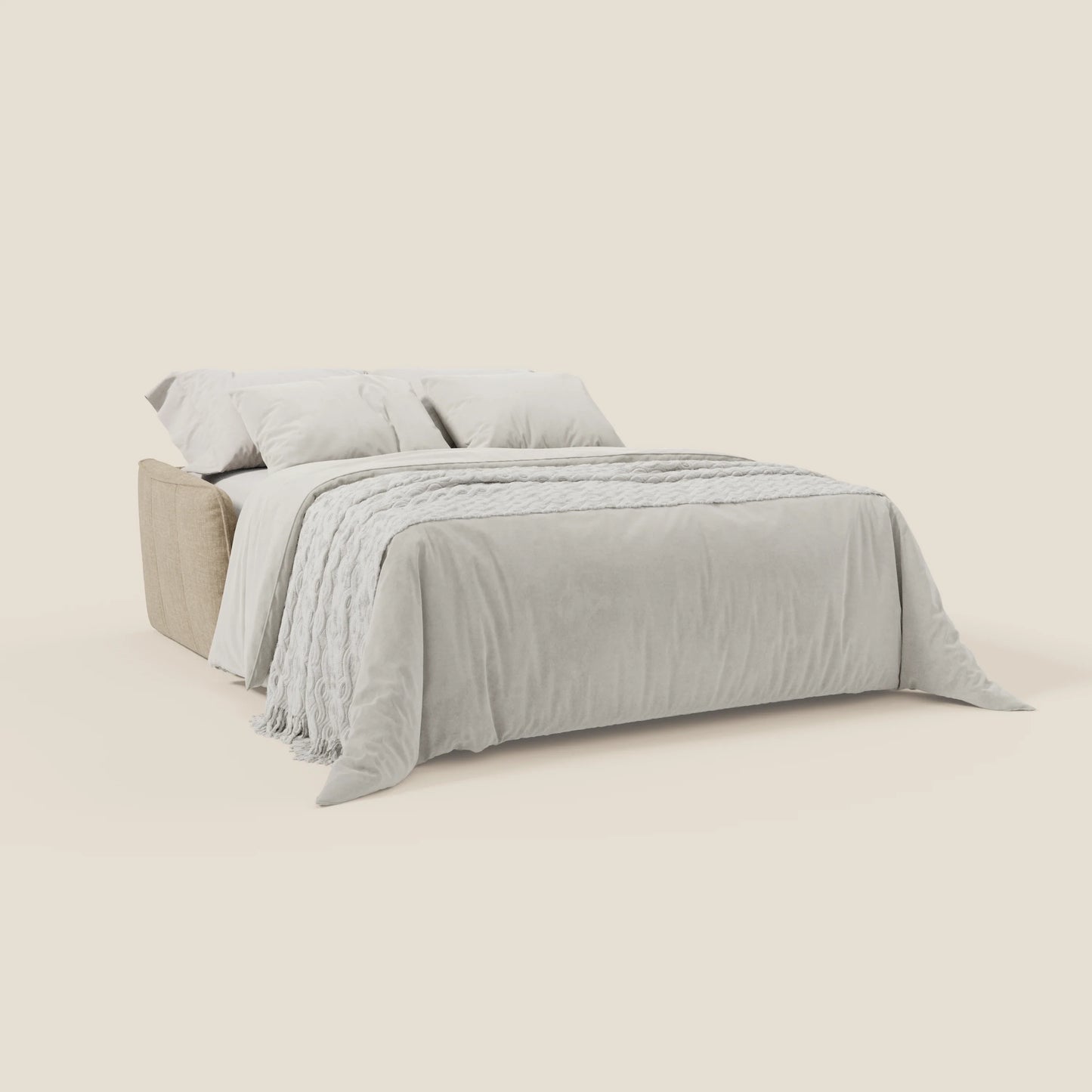 Elios Divano letto con morbidi cuscini spalliera in tessuto smacchiabile T24 beige