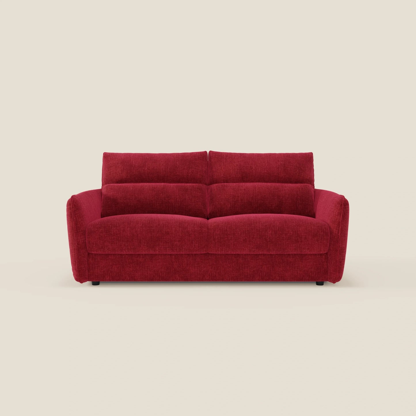Elios Divano letto con morbidi cuscini spalliera in tessuto smacchiabile T24 rosso bordeaux