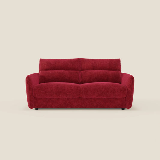 Elios Divano letto con morbidi cuscini spalliera in tessuto smacchiabile T24 rosso bordeaux