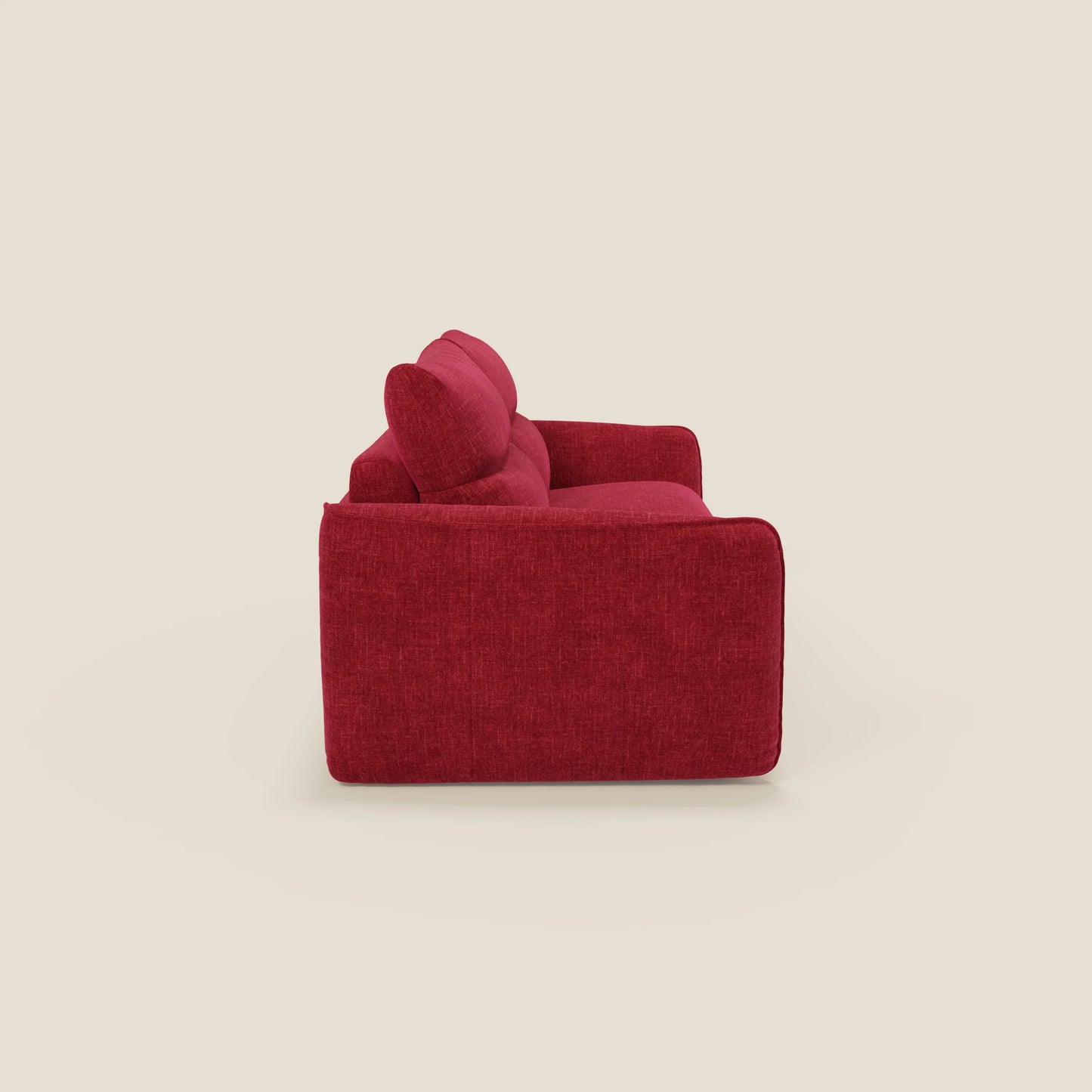 Elios Divano letto con morbidi cuscini spalliera in tessuto smacchiabile T24 rosso bordeaux