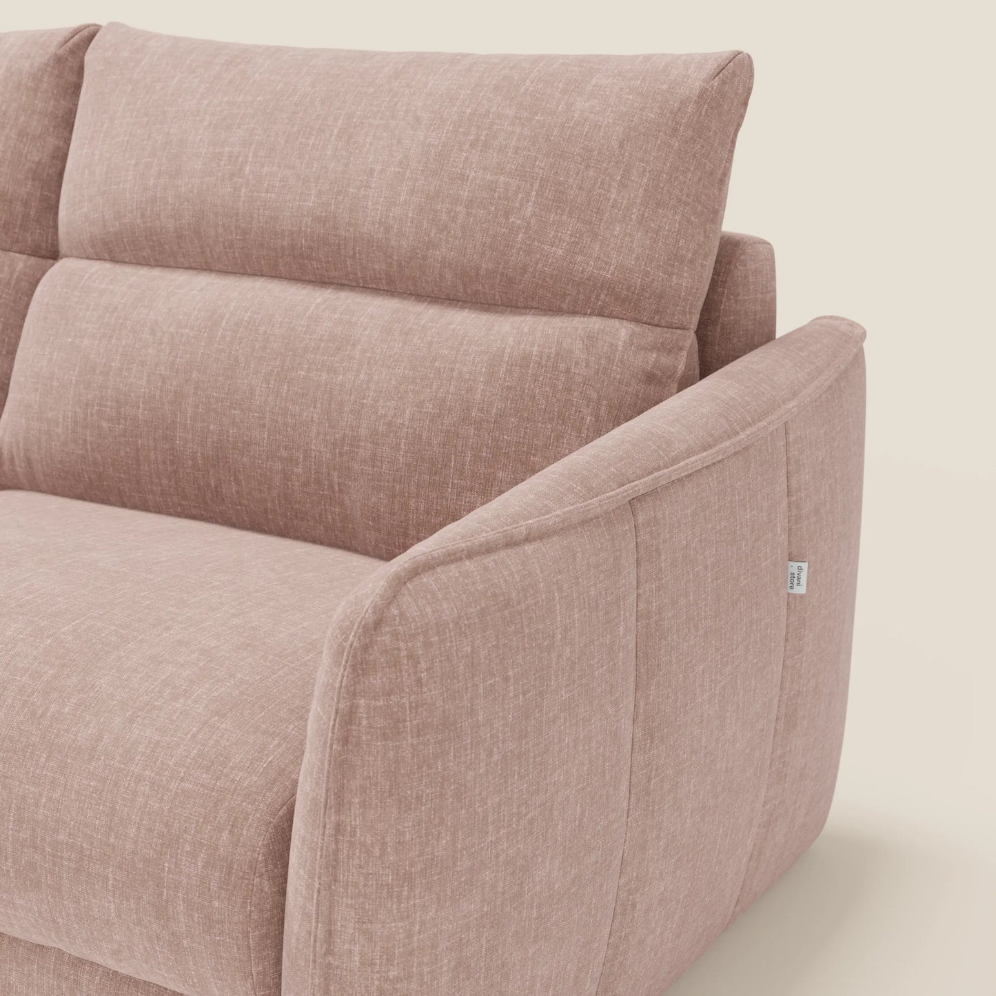 Elios Divano letto con morbidi cuscini spalliera in tessuto smacchiabile T24 rosa cipria