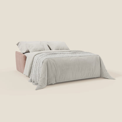 Elios Divano letto con morbidi cuscini spalliera in tessuto smacchiabile T24 rosa cipria