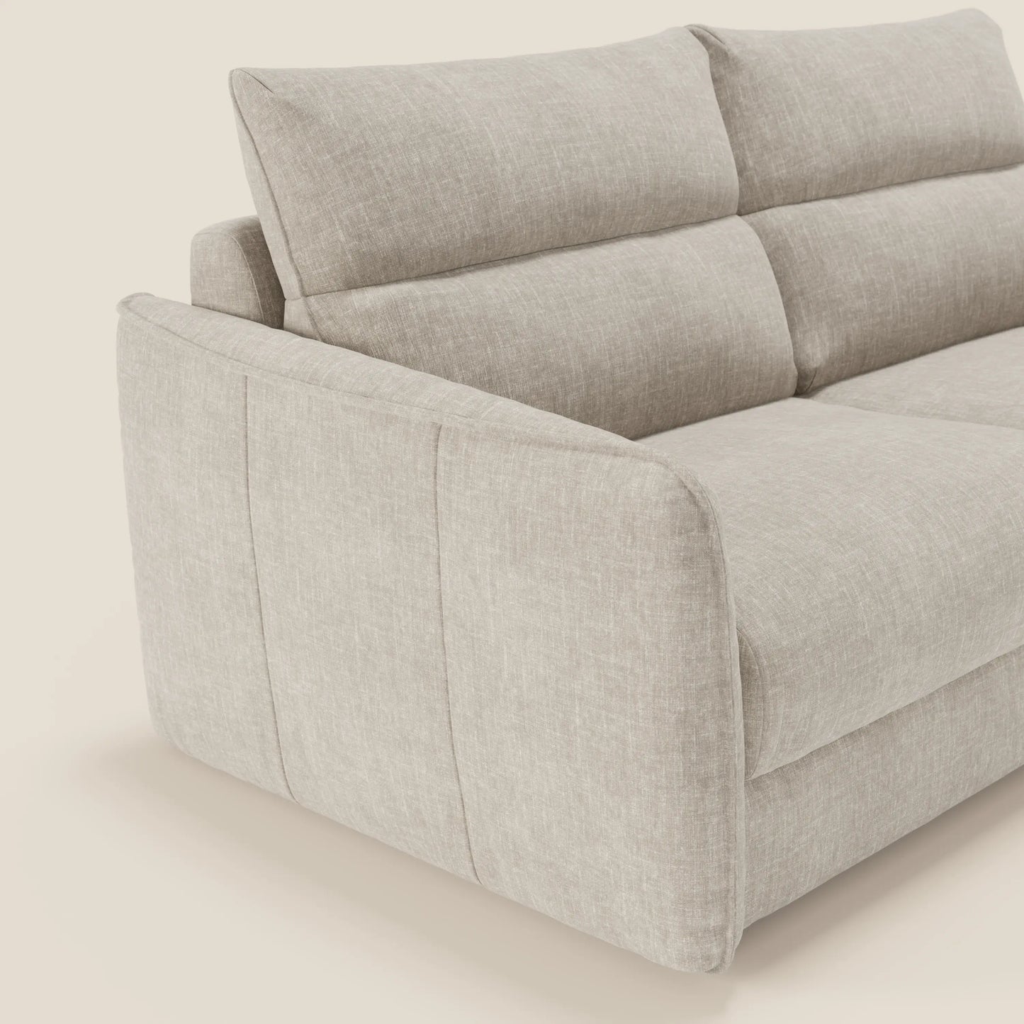 Elios Divano letto con morbidi cuscini spalliera in tessuto smacchiabile T24 bianco latte