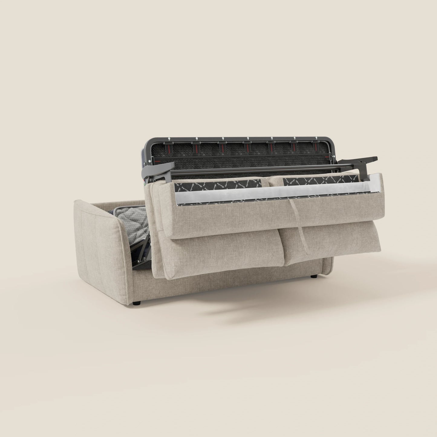 Elios Divano letto con morbidi cuscini spalliera in tessuto smacchiabile T24 bianco latte