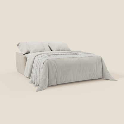 Elios Divano letto con morbidi cuscini spalliera in tessuto smacchiabile T24 bianco latte