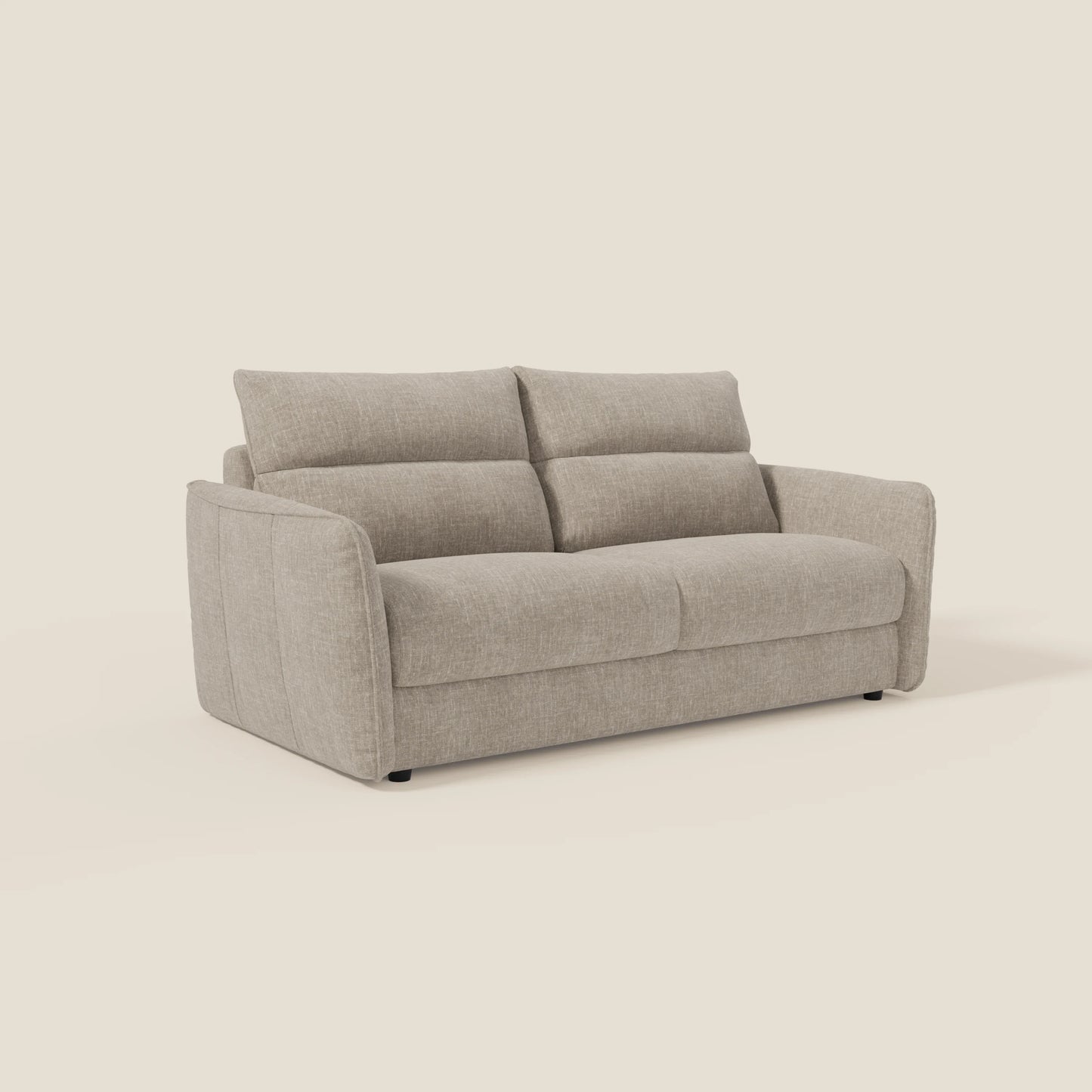 Elios Divano letto con morbidi cuscini spalliera in tessuto smacchiabile T24 lino chiaro