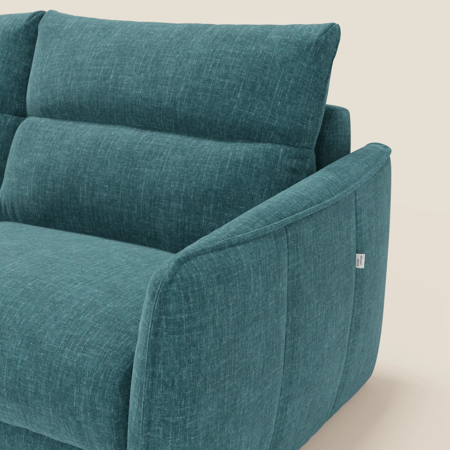 Elios Divano letto con morbidi cuscini spalliera in tessuto smacchiabile T24 petrolio