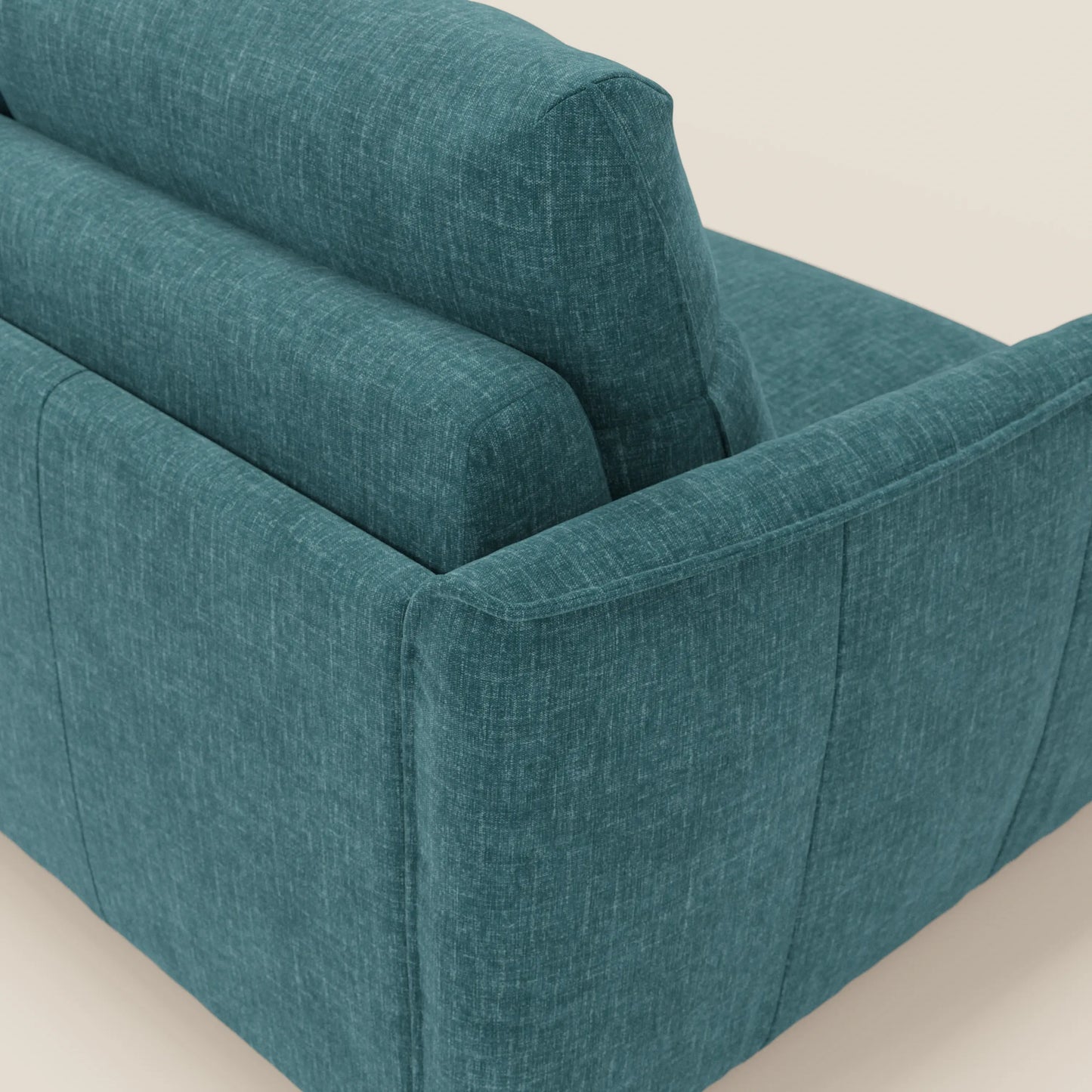 Elios Divano letto con morbidi cuscini spalliera in tessuto smacchiabile T24 petrolio