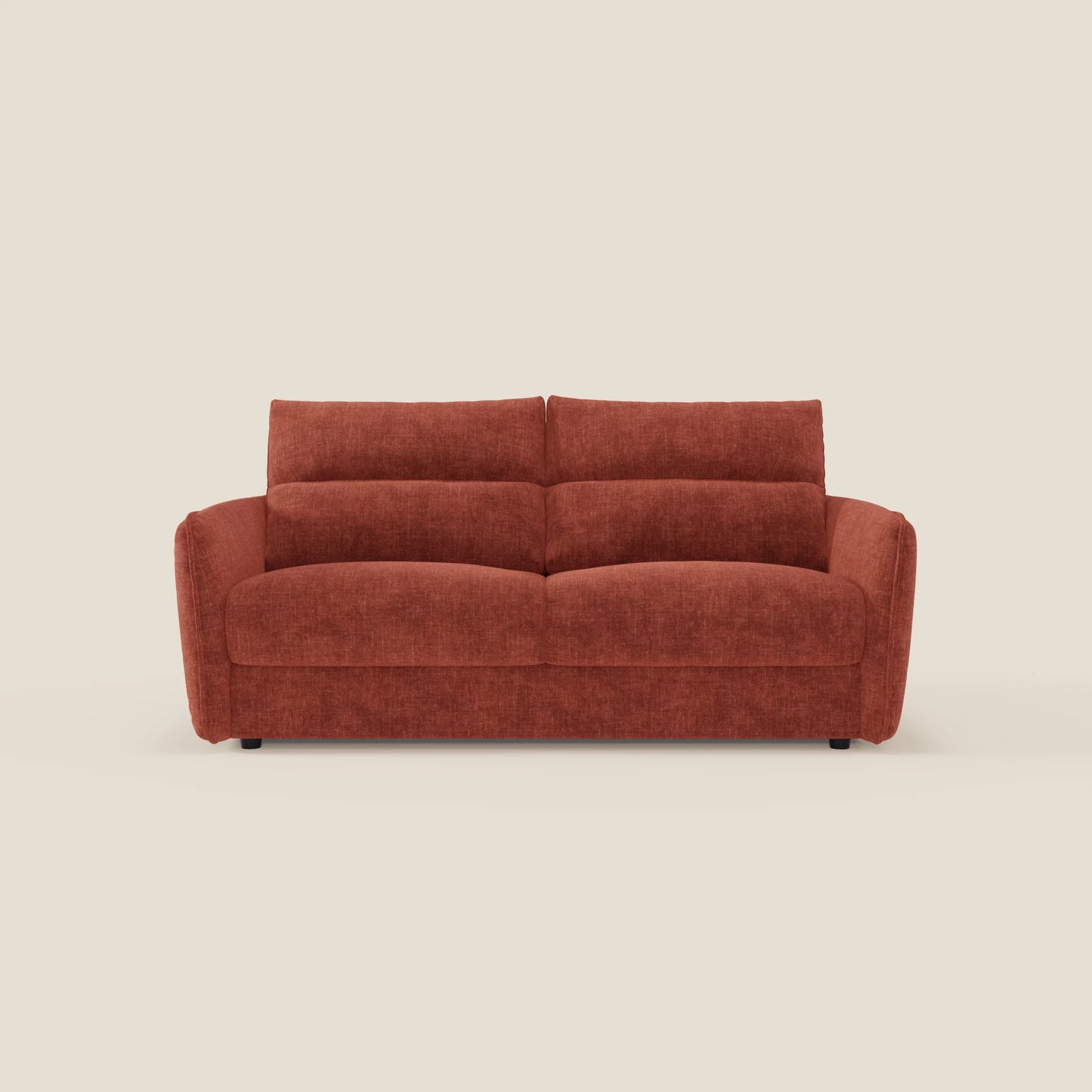 Elios Divano letto con morbidi cuscini spalliera in tessuto smacchiabile T24 ruggine