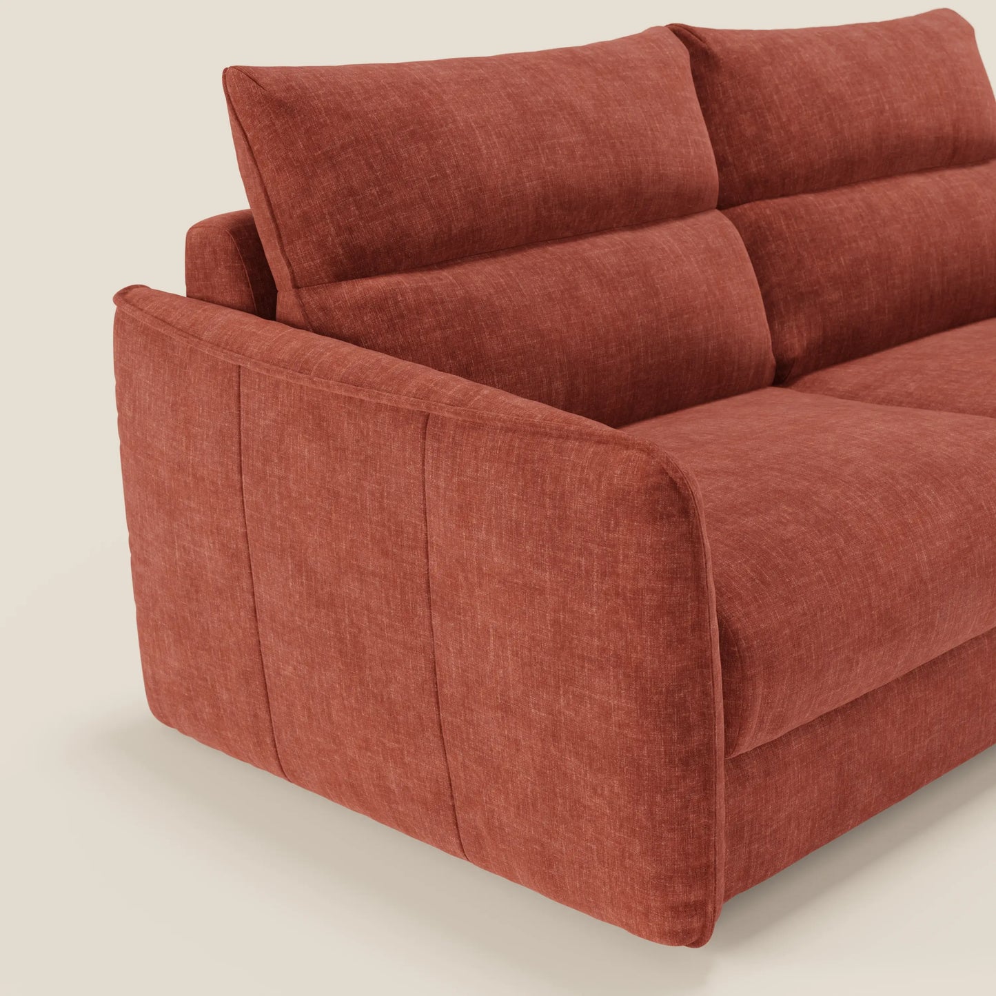 Elios Divano letto con morbidi cuscini spalliera in tessuto smacchiabile T24 ruggine