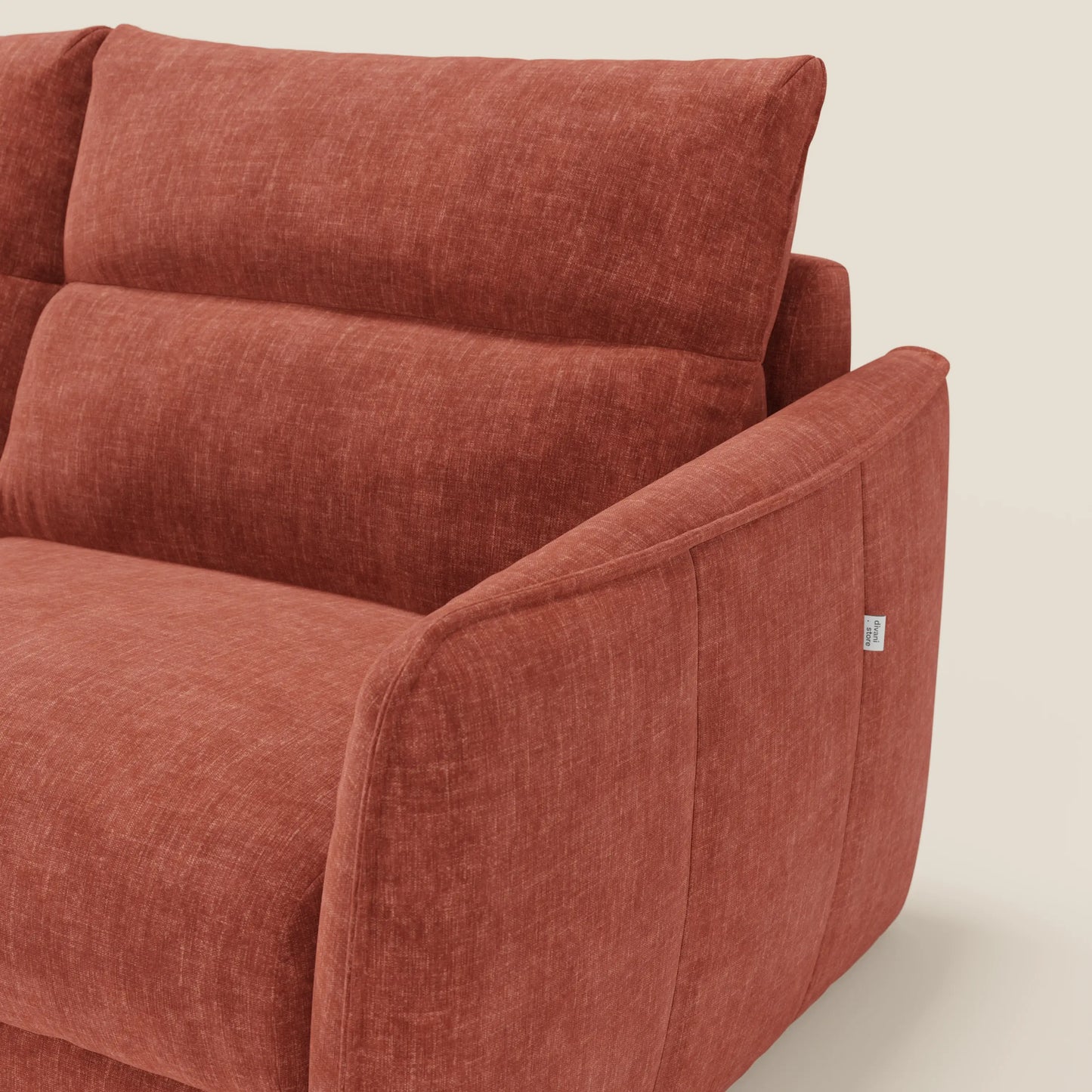 Elios Divano letto con morbidi cuscini spalliera in tessuto smacchiabile T24 ruggine