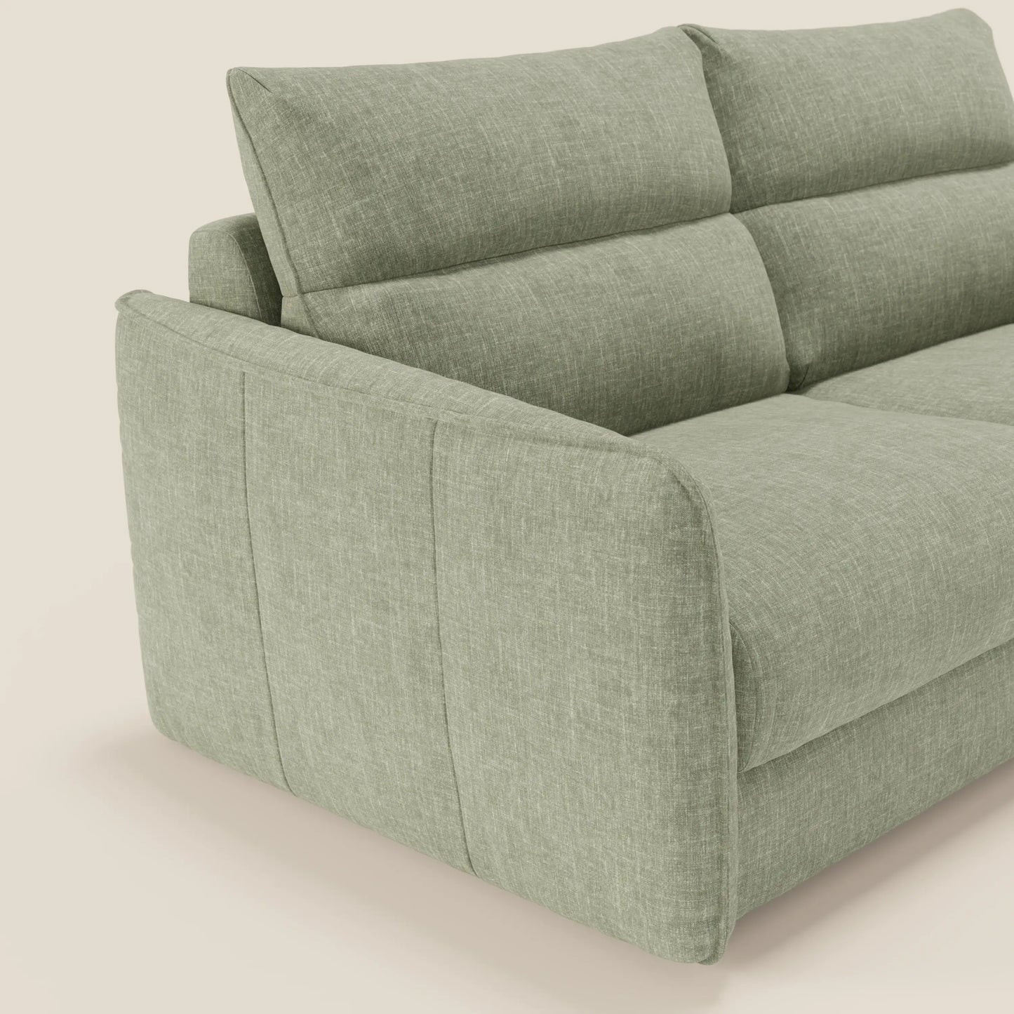 Elios Divano letto con morbidi cuscini spalliera in tessuto smacchiabile T24 verde salvia