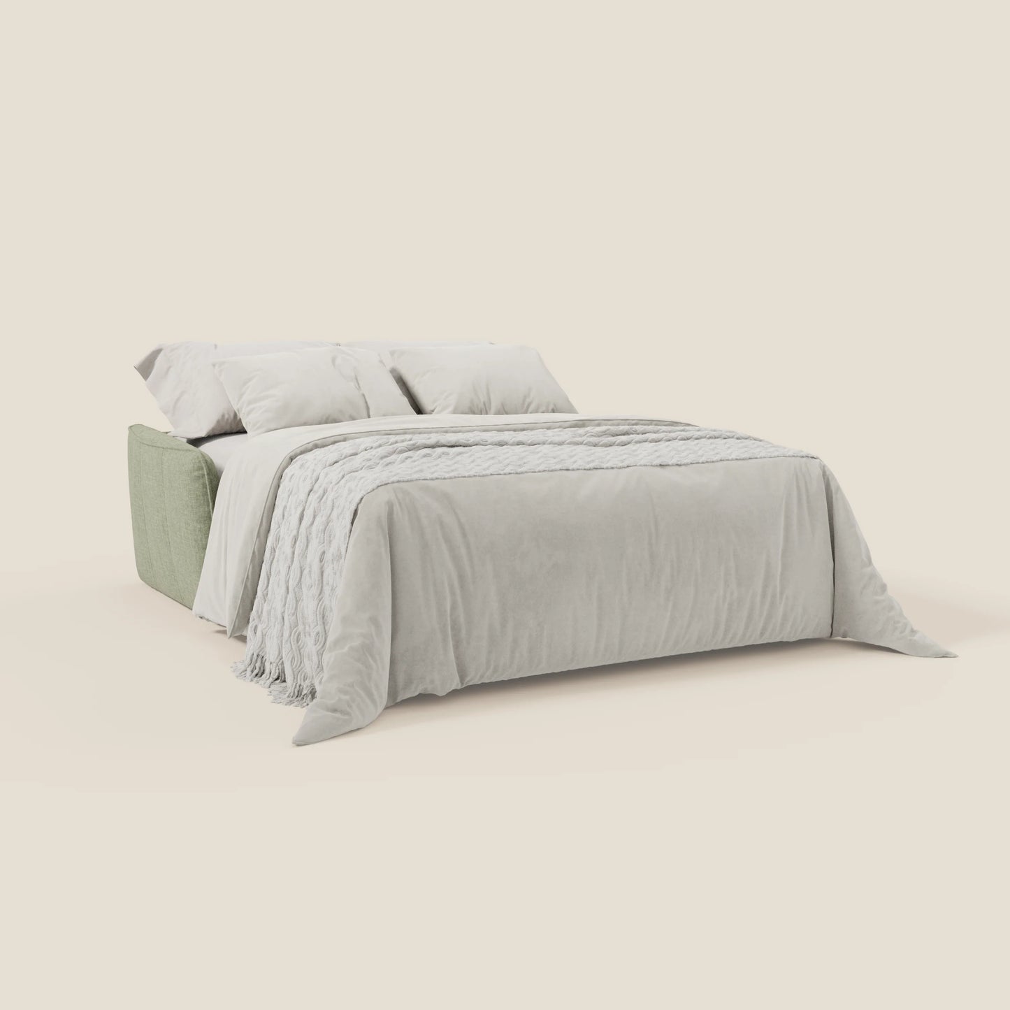 Elios Divano letto con morbidi cuscini spalliera in tessuto smacchiabile T24 verde salvia