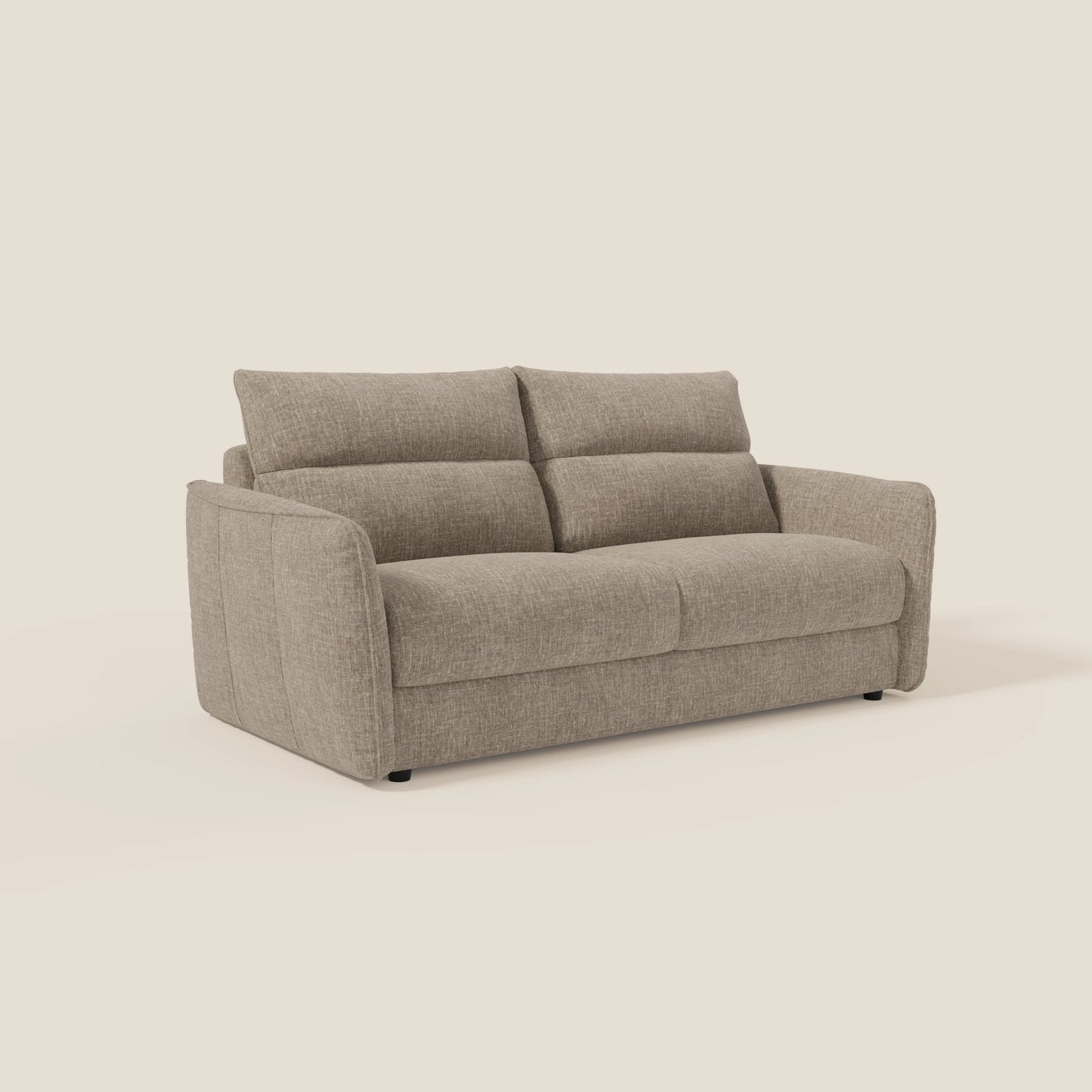 Elios Divano letto con morbidi cuscini spalliera in tessuto smacchiabile T24 marrone tortora