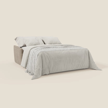 Elios Divano letto con morbidi cuscini spalliera in tessuto smacchiabile T24 marrone tortora