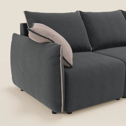 Flexar Divano angolare reversibile con sedute allungabili in bouclé morbido impermeabile T07 antracite - rosa
