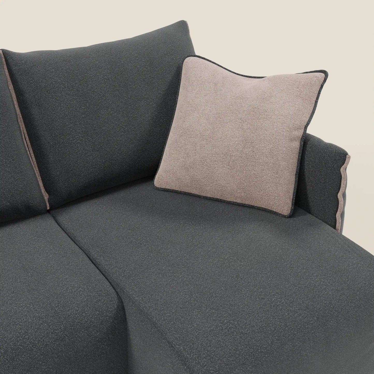 Flexar Divano angolare reversibile con sedute allungabili in bouclé morbido impermeabile T07 antracite - rosa