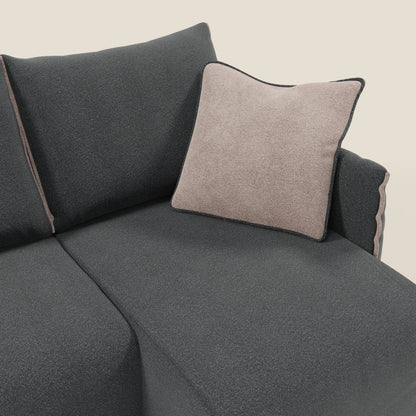 Flexar Divano angolare reversibile con sedute allungabili in bouclé morbido impermeabile T07 antracite - rosa