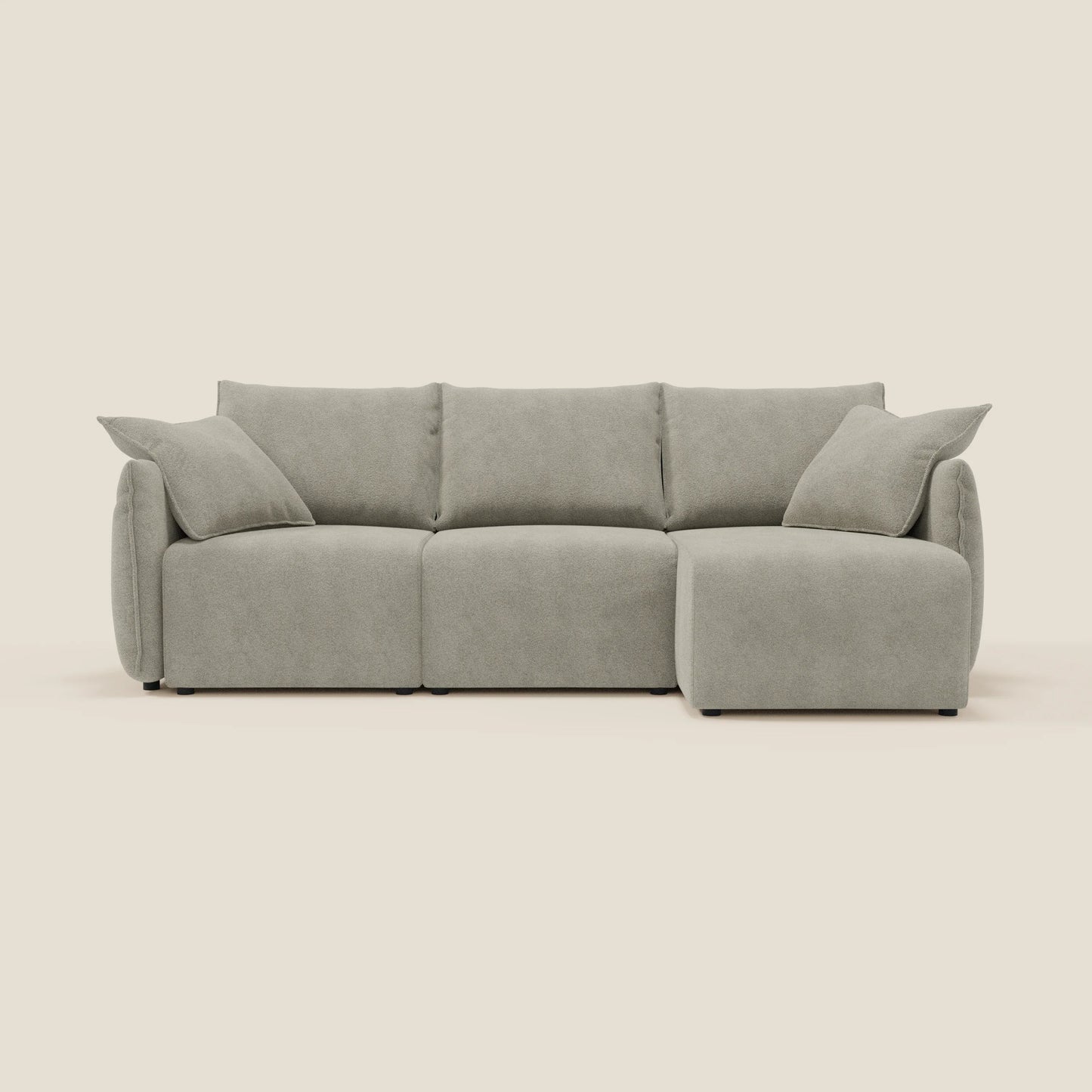 Flexar Divano angolare reversibile con sedute allungabili in bouclé morbido impermeabile T07 beige