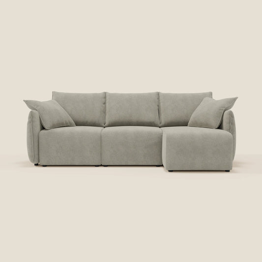 Flexar Divano angolare reversibile con sedute allungabili in bouclé morbido impermeabile T07 beige