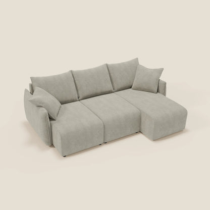 Flexar Divano angolare reversibile con sedute allungabili in bouclé morbido impermeabile T07 beige