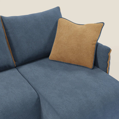 Flexar Divano angolare reversibile con sedute allungabili in bouclé morbido impermeabile T07 blu - arancio