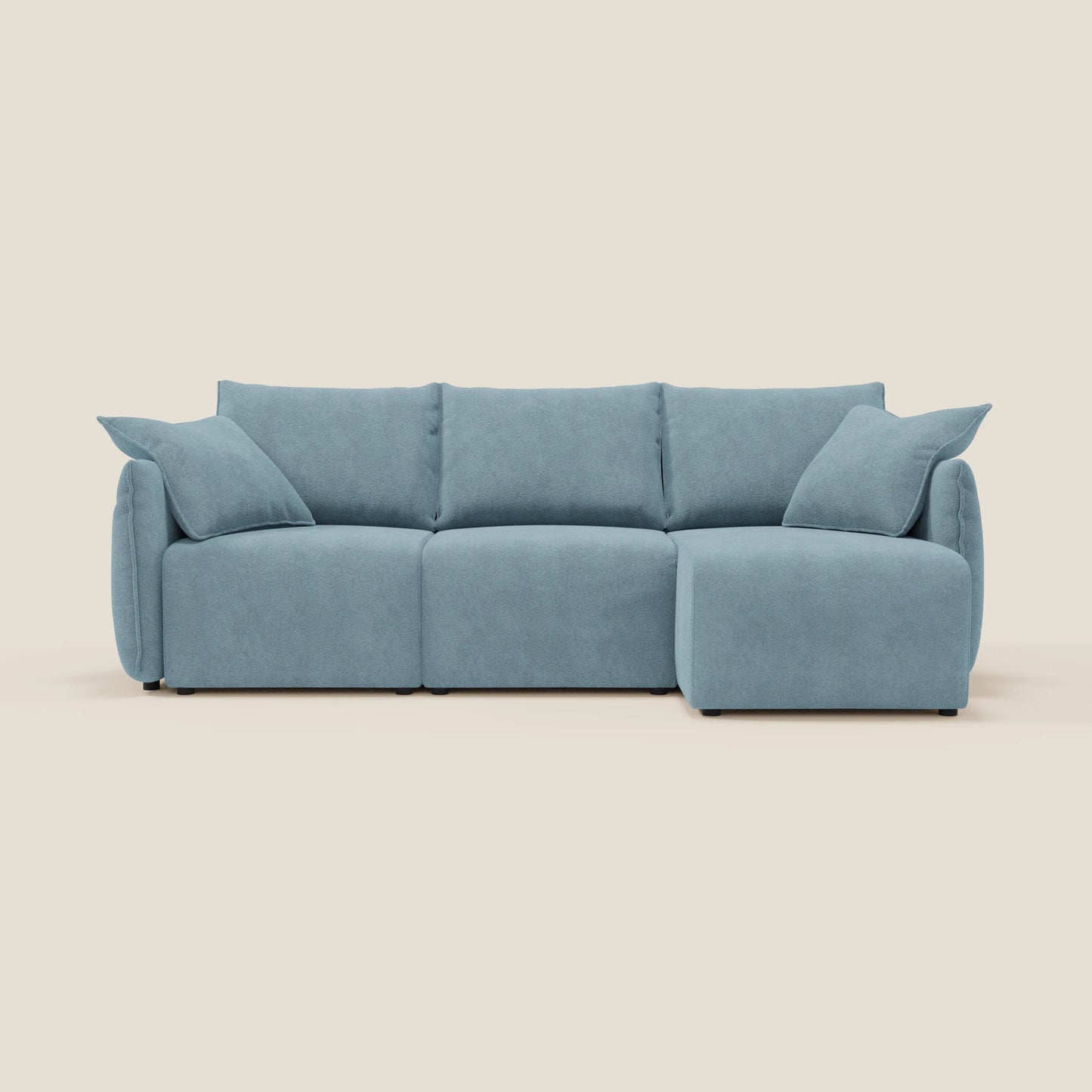 Flexar Divano angolare reversibile con sedute allungabili in bouclé morbido impermeabile T07 carta da zucchero