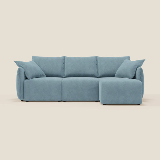 Flexar Divano angolare reversibile con sedute allungabili in bouclé morbido impermeabile T07 carta da zucchero