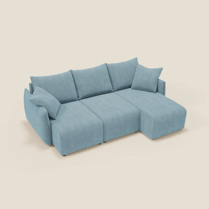 Flexar Divano angolare reversibile con sedute allungabili in bouclé morbido impermeabile T07 carta da zucchero