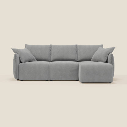 Flexar Divano angolare reversibile con sedute allungabili in bouclé morbido impermeabile T07 grigio