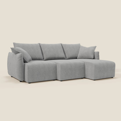Flexar Divano angolare reversibile con sedute allungabili in bouclé morbido impermeabile T07 grigio