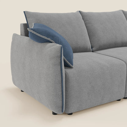 Flexar Divano angolare reversibile con sedute allungabili in bouclé morbido impermeabile T07 grigio - blu
