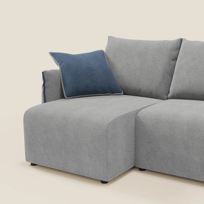 Flexar Divano angolare reversibile con sedute allungabili in bouclé morbido impermeabile T07 grigio - blu