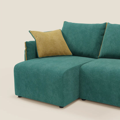 Flexar Divano angolare reversibile con sedute allungabili in bouclé morbido impermeabile T07 verde - giallo