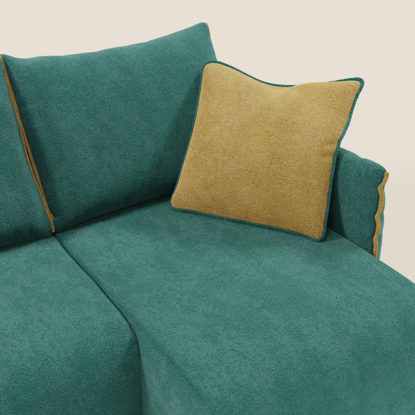 Flexar Divano angolare reversibile con sedute allungabili in bouclé morbido impermeabile T07 verde - giallo