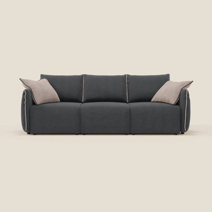 Divano Flexar con 3 sedute allungabili schienale in piuma d'oca in bouclé impermeabile T07 antracite - rosa 